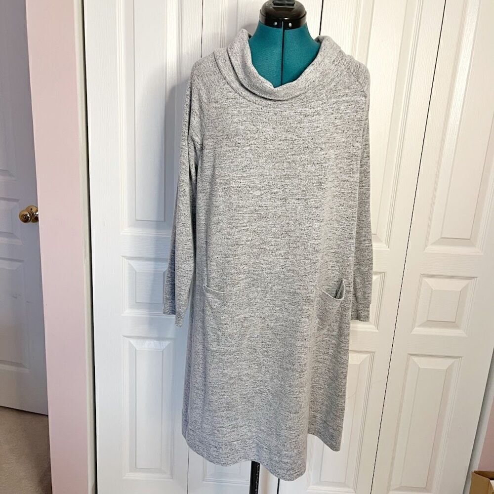 Soft Surrounding Brianne Sweater Cowl Neck Long Sleeve Patch Pocket Dress
